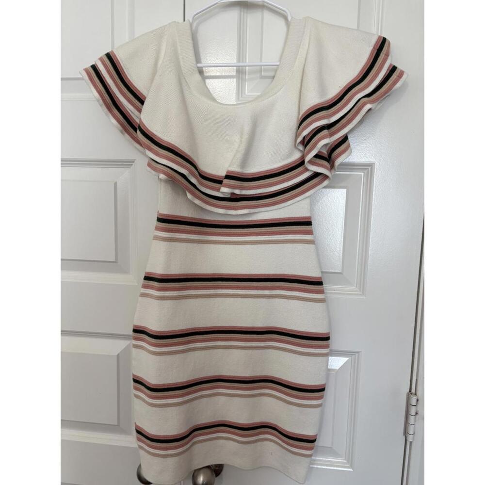 Vintage Gianni Bini off the shoulder 100% cotton knit mini dress